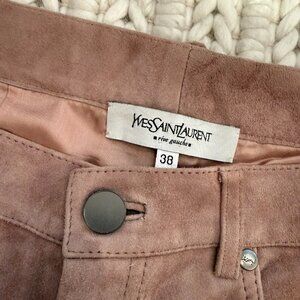 Yves Saint Laurent Women's Brown and Tan Pants - Suede
